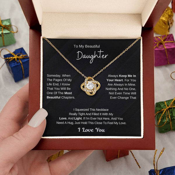 To My Daughter From Dad ,To My Daughter From Mom , Daughter Necklace Gift, Love Knot ,Top Gift For Daughter , Love Knot Necklace