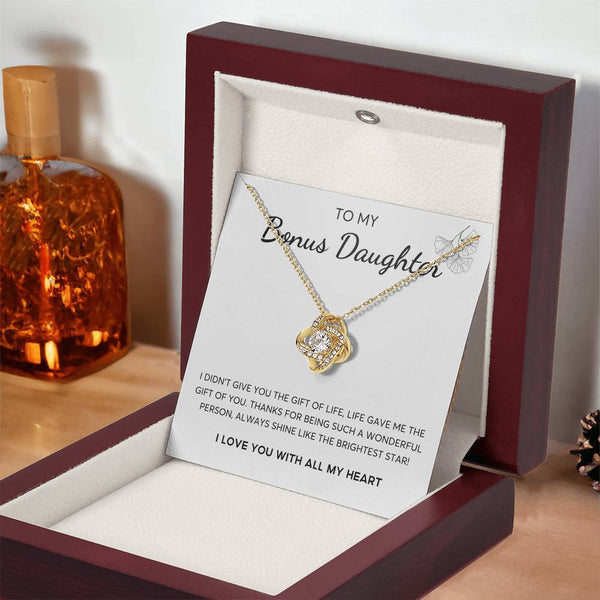 To my Bonus Daughter, Bonus Daughter Gift, Daughter in Law Gift, Bonus Daughter Jewelry, Love Knot