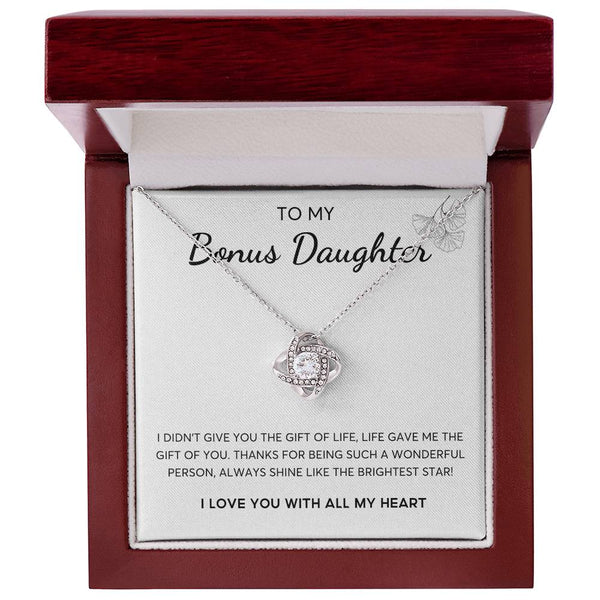 To my Bonus Daughter, Bonus Daughter Gift, Daughter in Law Gift, Bonus Daughter Jewelry, Love Knot
