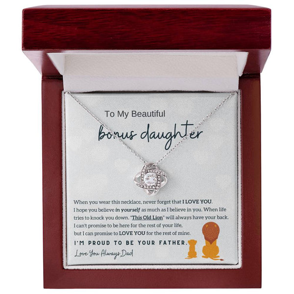 Father to Bonus Daughter , Daughter Gift, Daughter necklace, Top Gift for Girls , Love Knot Neckace