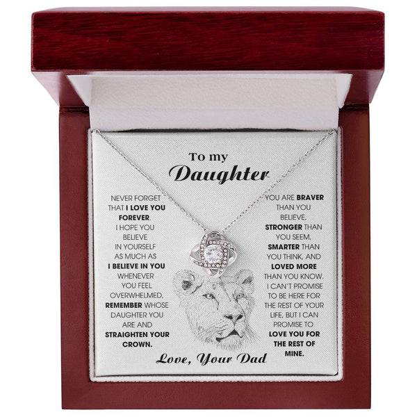 Daughter Gift, Daughter Necklace, 14k Sentimental Gift With Message Card & LED Box , Lion Card