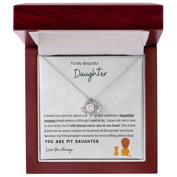 Gift From Dad , Daughter Necklace Gift from Dad, Daughter Necklace, 14k White Gold , Top Gift for Daughter ,Love Knot Neckace