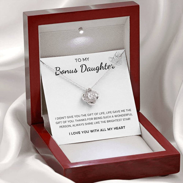 To my Bonus Daughter, Bonus Daughter Gift, Daughter in Law Gift, Bonus Daughter Jewelry, Love Knot