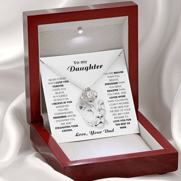 Daughter Gift, Daughter Necklace, 14k Sentimental Gift With Message Card & LED Box , Lion Card