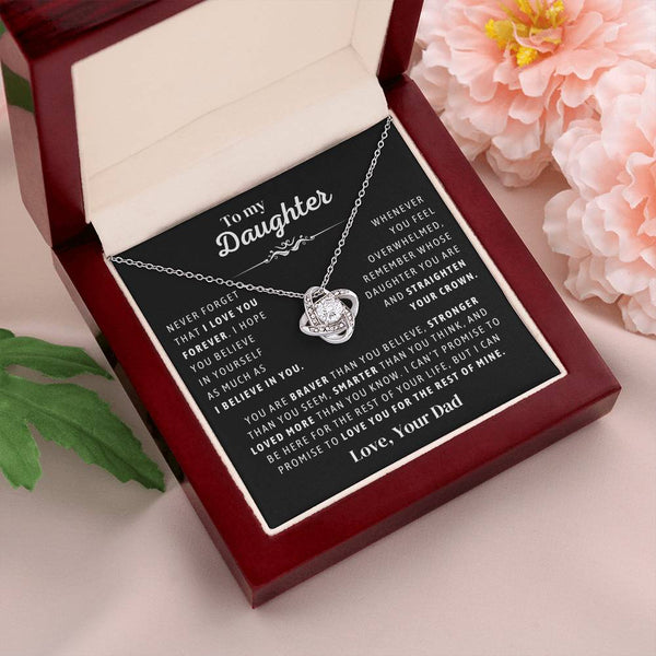 Father to Daughter Daughter Necklace Gift from Dad, Message Card for Daughter, Love Knot, Top Gift For Girls