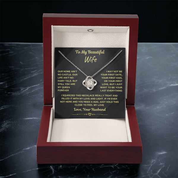 To My Beautiful Wife, You Are My Queen Forever (Love Knot Necklace)