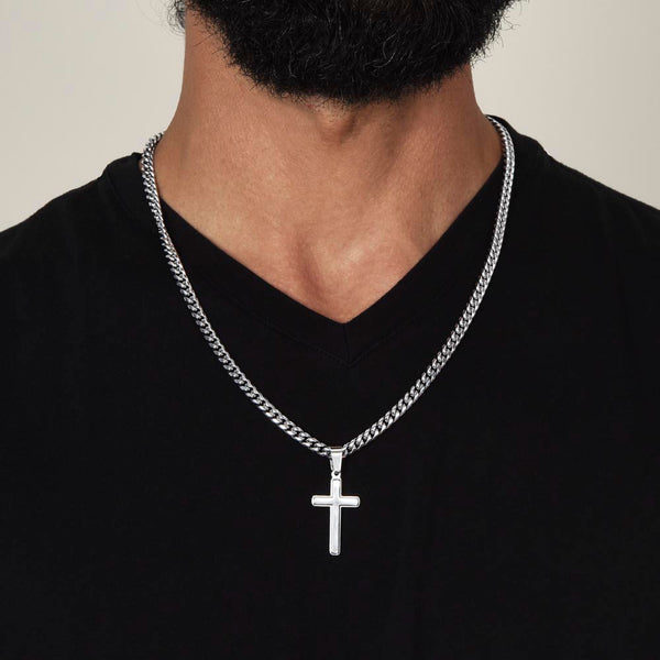 To My Son , Cross Necklace , Son Gift from Dad , Son Gift , Cuban chain, Lion Dad , Meaningful Message