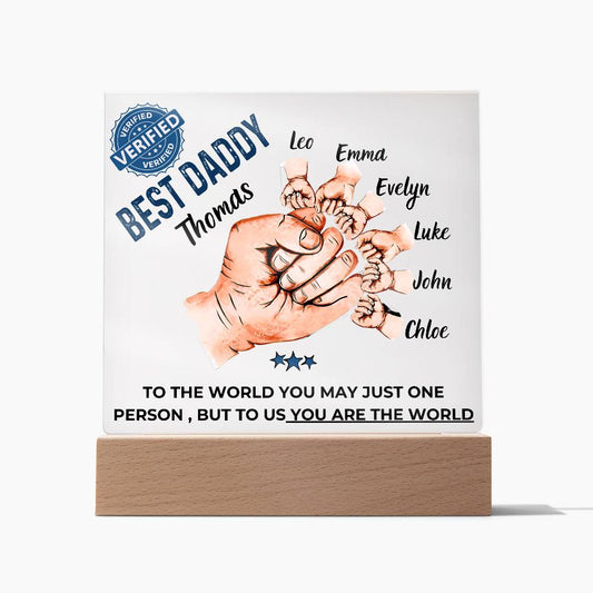 Gift For Dad - Best Dad Verified - Name Personalize Dad & Childs - Acrylic Plaque