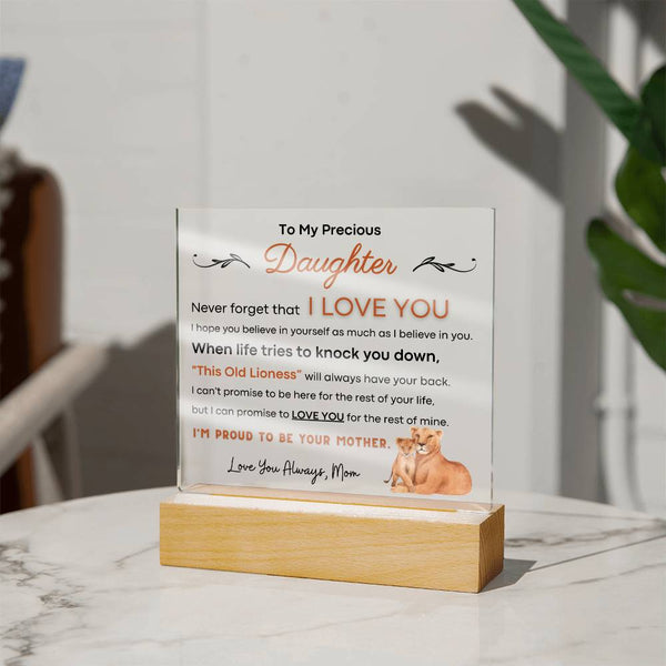 To My Precious Daughter, I'm Proud To Be Your Mother - Acrylic Plaque