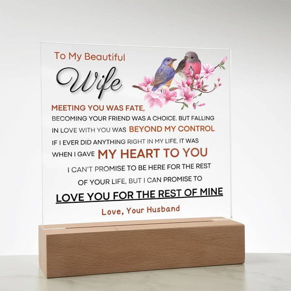 Gift for Wife  - I Promise To Love You For The Rest Of My Life (Acrylic Plaque)