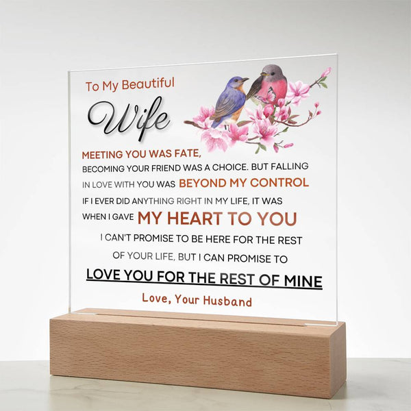 Gift for Wife  - I Promise To Love You For The Rest Of My Life (Acrylic Plaque)