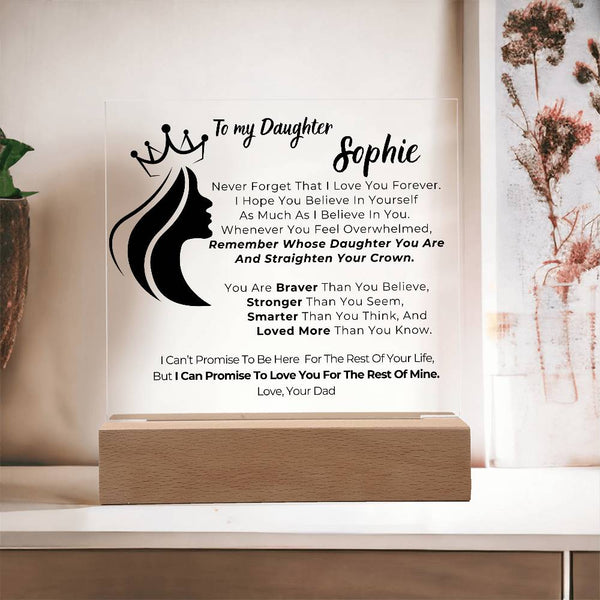 To my Daughter - Remember Whose Daughter You Are And Straighten Your Crown  [ Acrylic plaque ]