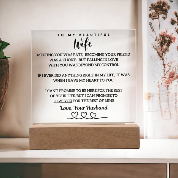 Falling In Love With Your Was Beyond My Control - Acrylic Plaque - Gift for Wife