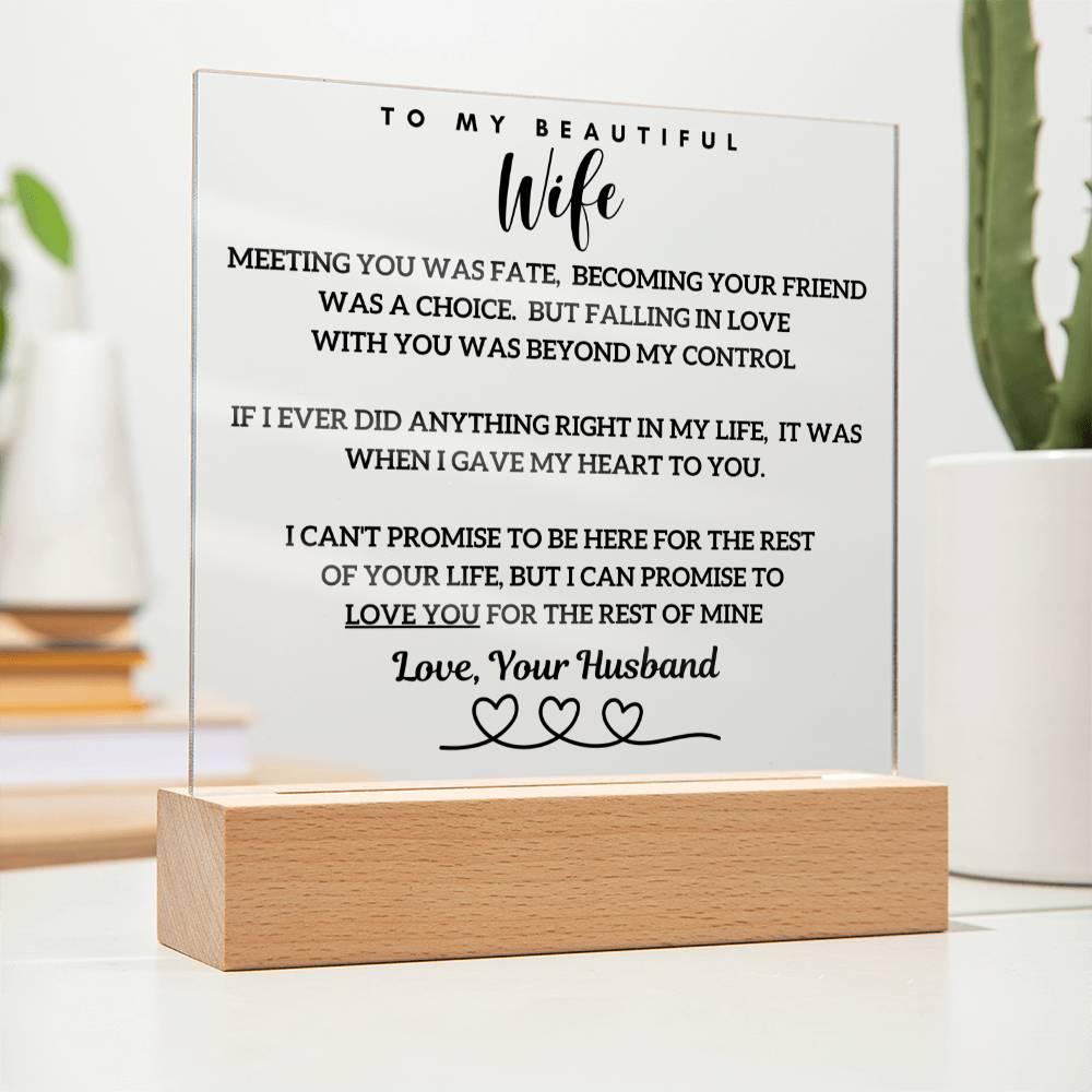 Falling In Love With Your Was Beyond My Control - Acrylic Plaque - Gift for Wife