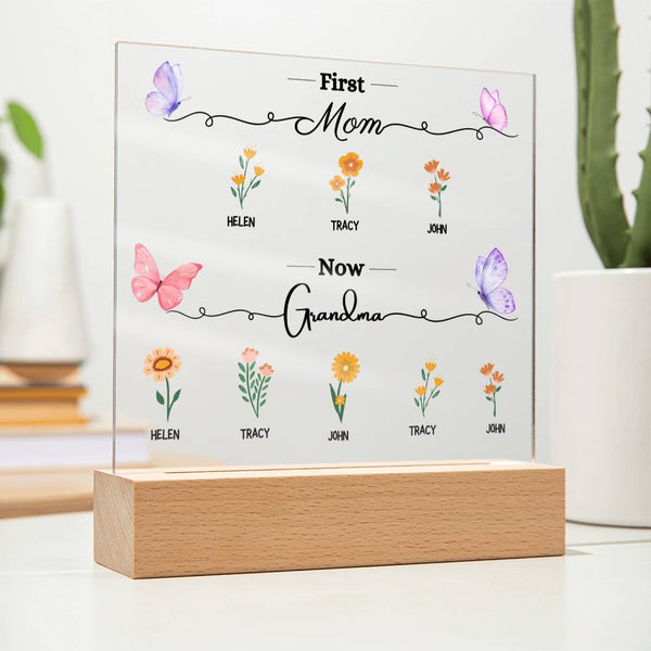 First Mom, Now Grandma - Acrylic Plaque (Mother's Day Gift)