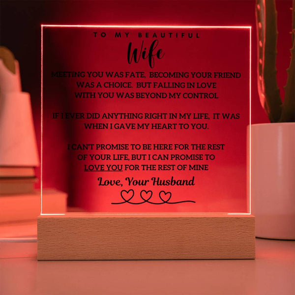 Falling In Love With Your Was Beyond My Control - Acrylic Plaque - Gift for Wife