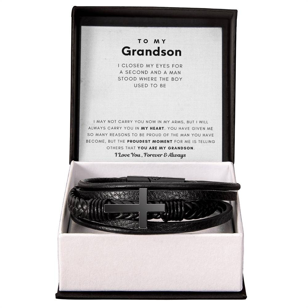 To My Grandson, You Made Me Proud - Cross Bracelet