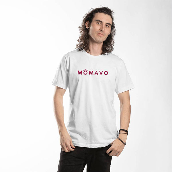 MOMAVO - Bella + Canvas 3001 Unisex T-Shirt Front Print White Deep Red