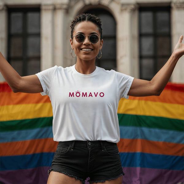 MOMAVO - Bella + Canvas 3001 Unisex T-Shirt Front Print White Deep Red