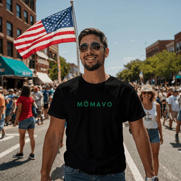MOMAVO - Bella + Canvas 3001 Unisex T-Shirt Front Print Black Green
