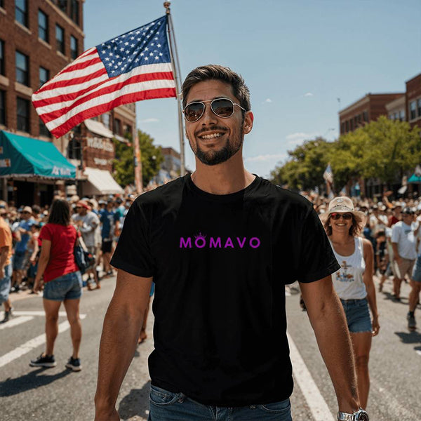 MOMAVO - Bella + Canvas 3001 Unisex T-Shirt Front Print Black Purple