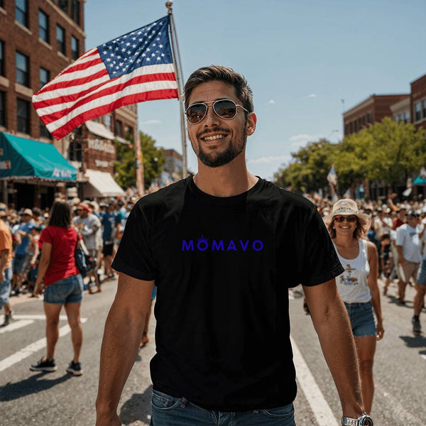 MOMAVO - Bella + Canvas 3001 Unisex T-Shirt Front Print Black Blue