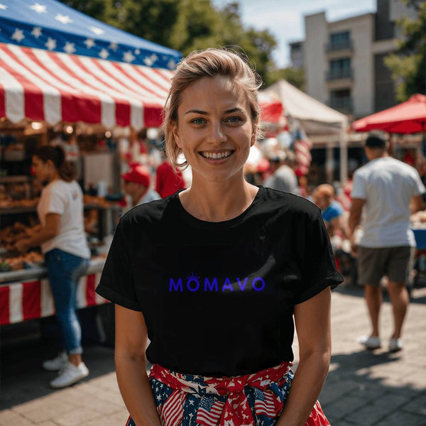 MOMAVO - Bella + Canvas 3001 Unisex T-Shirt Front Print Black Blue