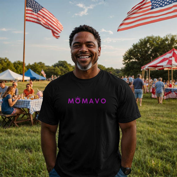 MOMAVO - Bella + Canvas 3001 Unisex T-Shirt Front Print Black Purple