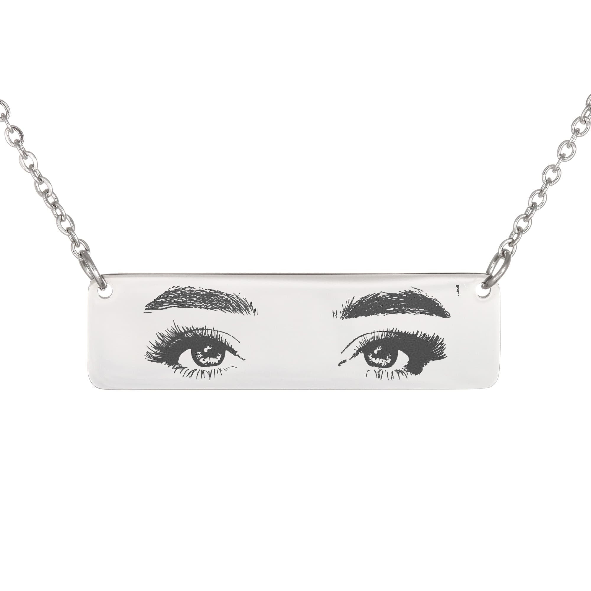 Engraving Eyes Horizontal Bar Necklace