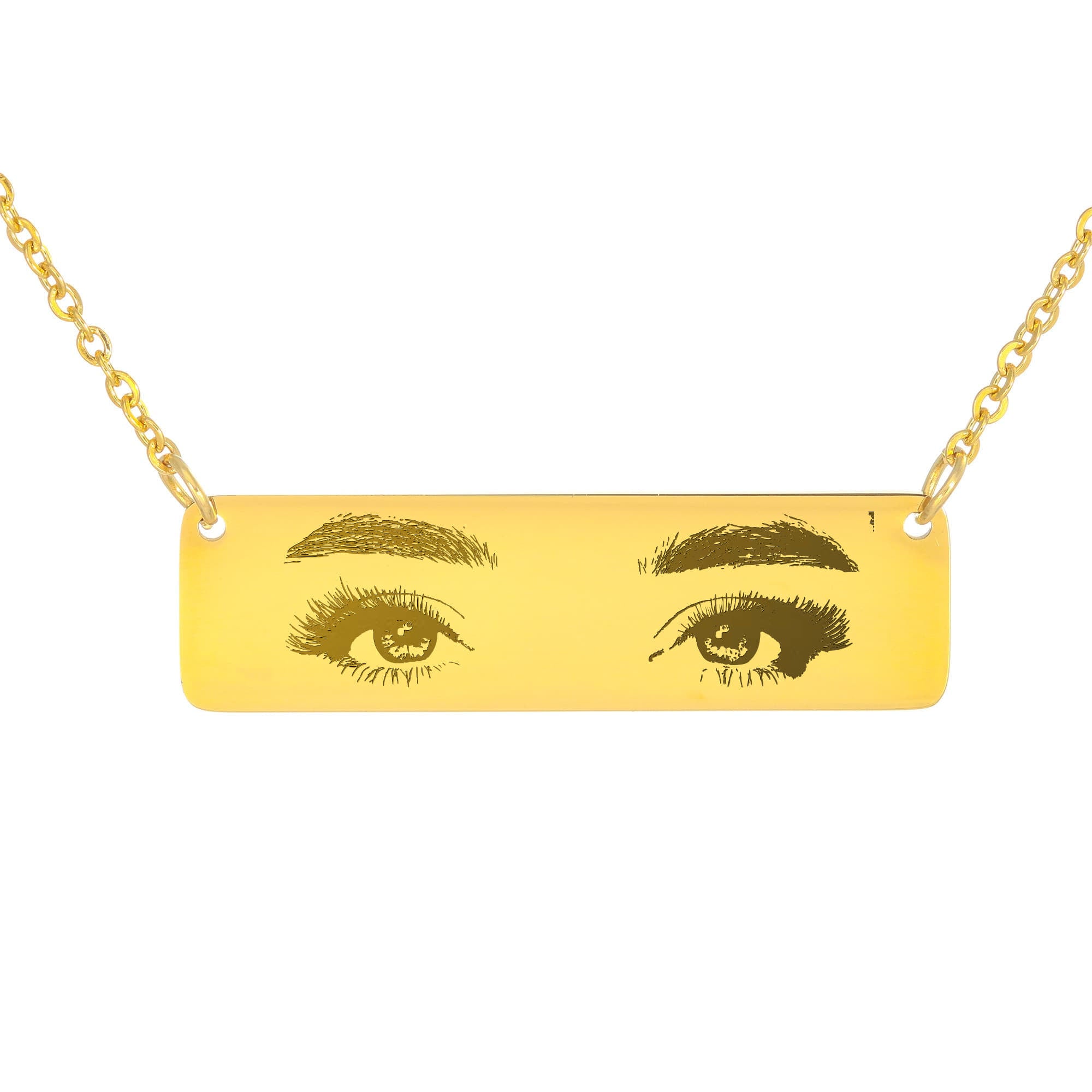 Engraving Eyes Horizontal Bar Necklace