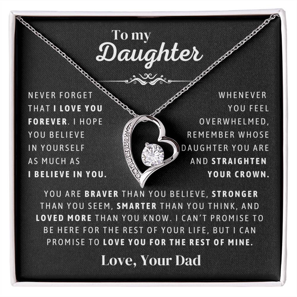 Father to Daughter Daughter Necklace Gift from Dad, Message Card for Daughter, Heart Pendant , Top Gift For Girls