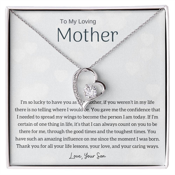 To My Loving Mother - I'm so lucky to have you as my mother! (Only a Few Left) - Forever Love Necklace
