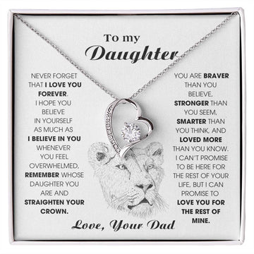 Daughter Gift, Daughter Necklace, 14k Sentimental Gift With Message Card & LED Box ,Lion