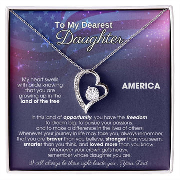 To My Daughter - America Land Of The Free - 4th of July Necklace [Almost Sold Out]