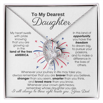 To My Daughter - America Land Of The Free - 4th of July Necklace  [ Few left only ]