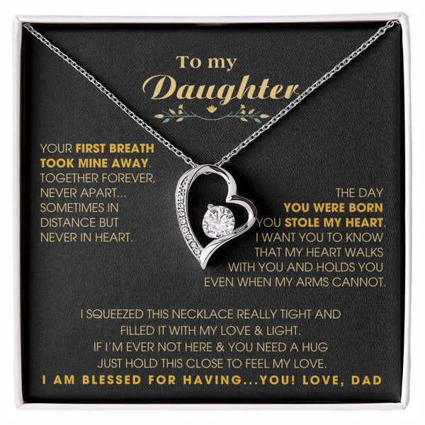 To My Daughter - Hold this necklace close to feel my love & light