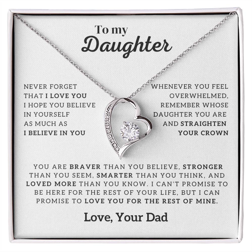 To My Daughter Necklace, Forever Love Necklace, Gift From Dad, Daughter Jewelry, Heart Pendant