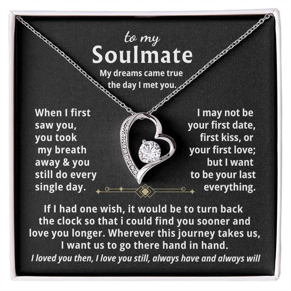 To My Soulmate, My dreams came true the day I met you  - Forever Love Necklace