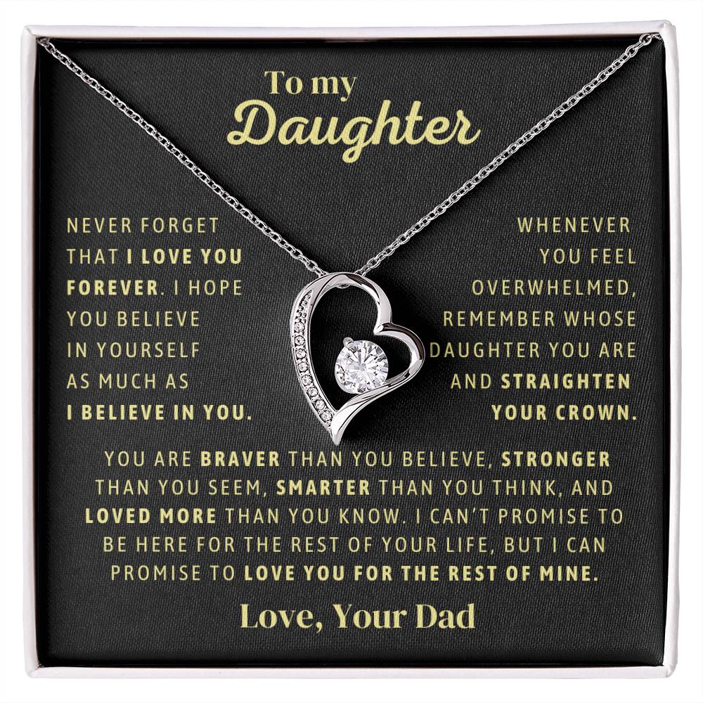 Gift From Dad, To My Daughter Necklace, Forever Love Necklace,  Daughter Jewelry, Heart Pendant