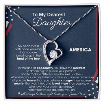 [Only a few left] To My Daughter - America Land Of The Free Because Of The Brave - 4th of July Necklace