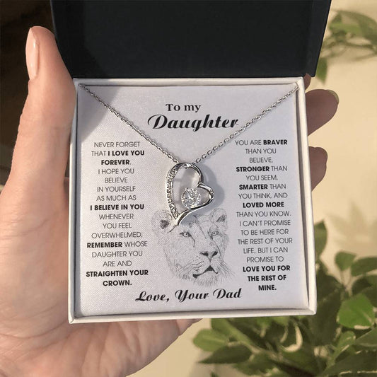 Daughter Gift, Daughter Necklace, 14k Sentimental Gift With Message Card & LED Box ,Lion