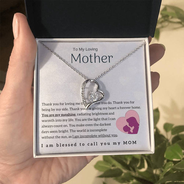 To My Loving Mother - You are my sunshine! (Forever Love Necklace)