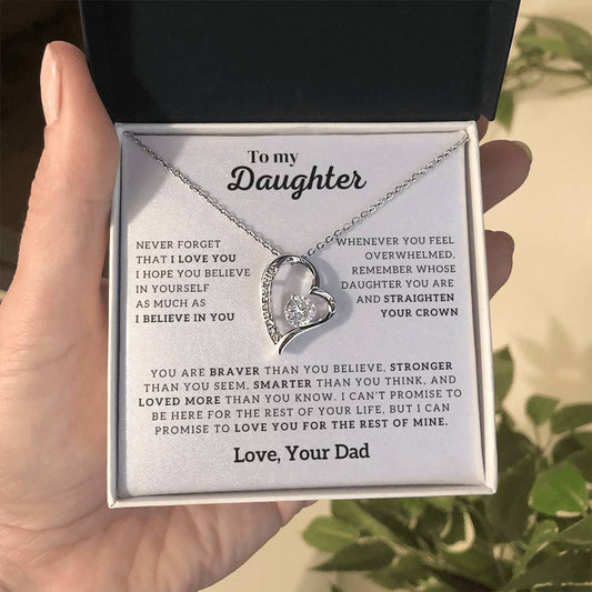 To My Daughter Necklace, Forever Love Necklace, Gift From Dad, Daughter Jewelry, Heart Pendant