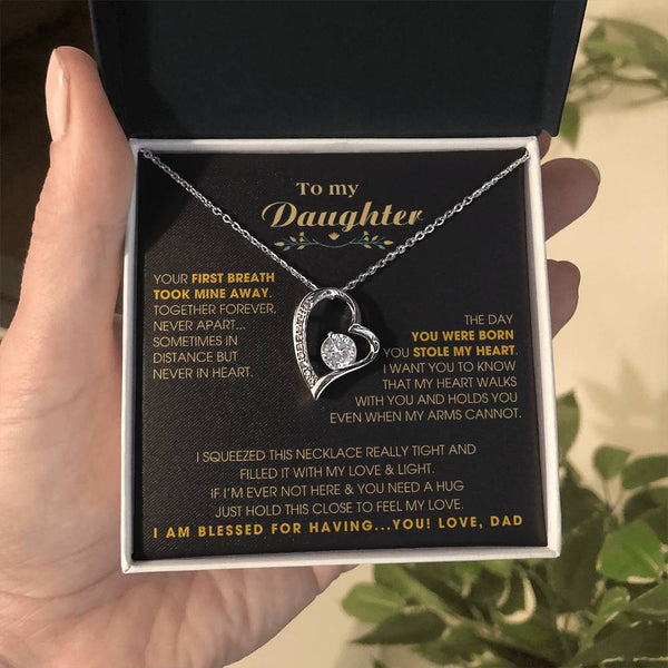 To My Daughter - Hold this necklace close to feel my love & light