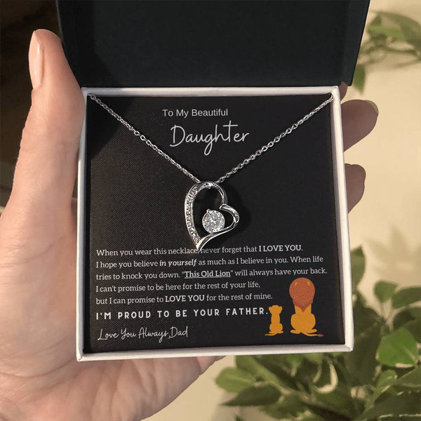 (Almost Sold Out) To My Beautiful Daughter, I'm Proud To Be Your Father - Forever Love Necklace