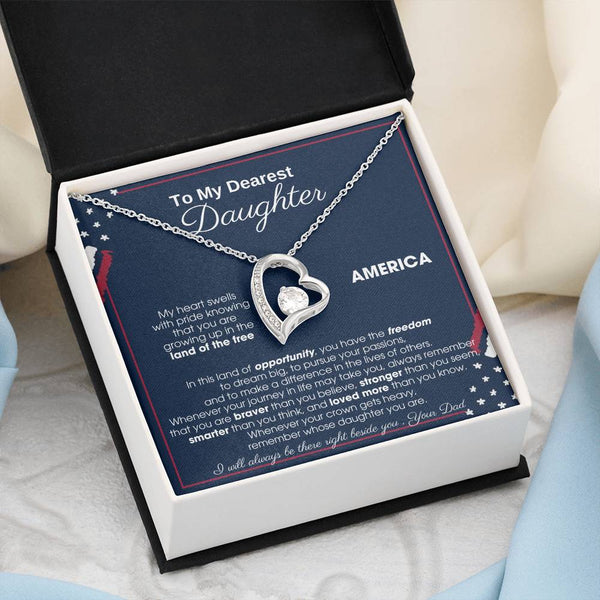 [Only a few left] To My Daughter - America Land Of The Free Because Of The Brave - 4th of July Necklace