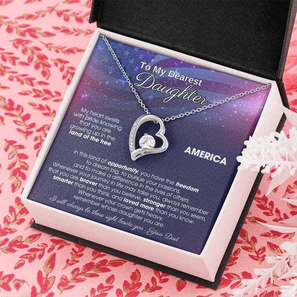 To My Daughter - America Land Of The Free - 4th of July Necklace [Almost Sold Out]
