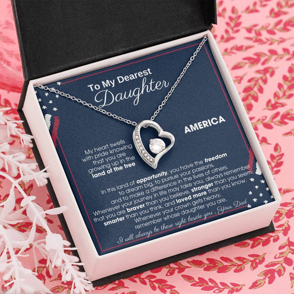 [Only a few left] To My Daughter - America Land Of The Free Because Of The Brave - 4th of July Necklace