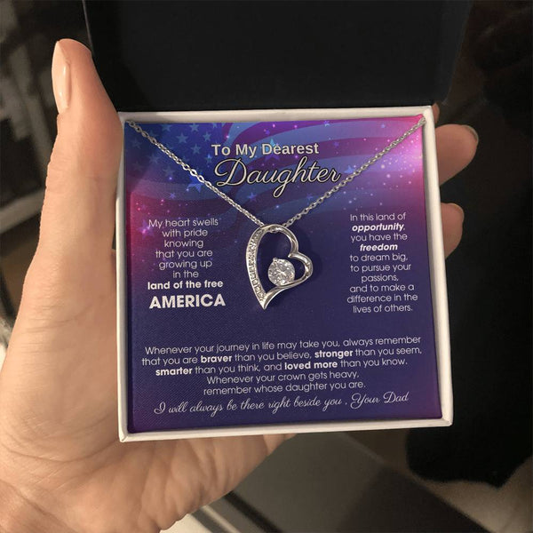 To My Daughter - America Land Of The Free - 4th of July Necklace [ Forever Love ]