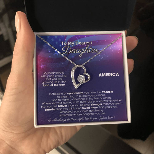 To My Daughter - America Land Of The Free - 4th of July Necklace [Almost Sold Out]